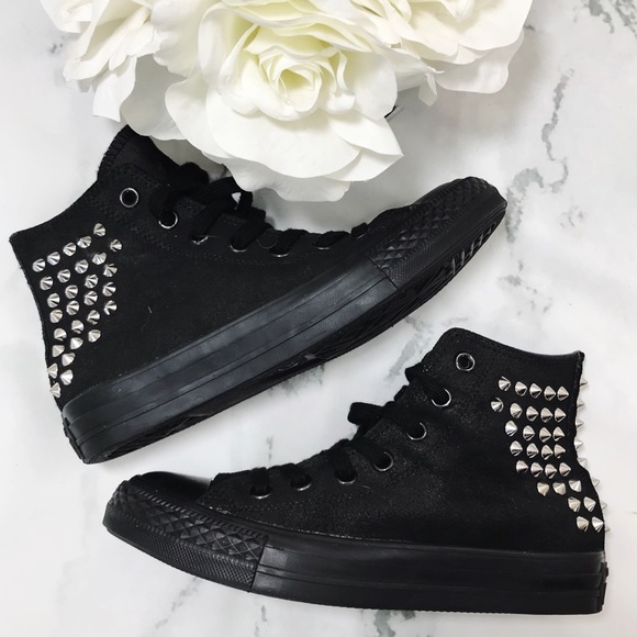 black studded converse high tops